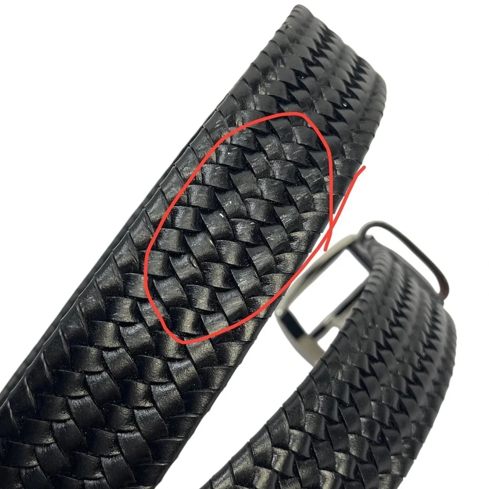 Torino Mens Woven Belt Cotton Elastic‎ Stretch Black Sz 40 Leather USA Made